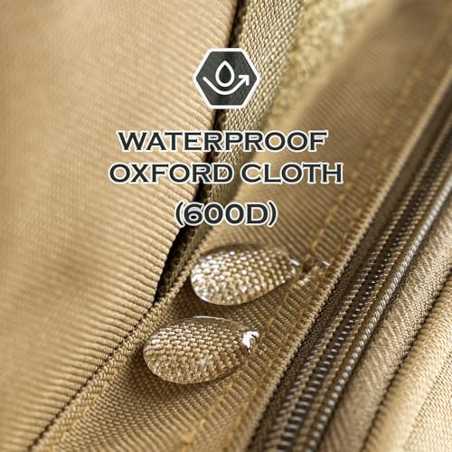 Ghosthorn Fishing Tackle Bag with Rod Holder Saltwater & Freshwater Resistant Tackle Box Bag - Waterproof Base, Adjustable Padded Shoulder Strap (Khaki) - color: Khaki--Waterproof Bottom, size: Standard