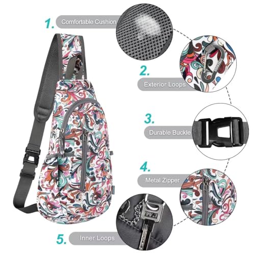 TITECOUGO Small Sling Bag, Lightweight Crossbody Backpack for Men Women, Shoulder Bag for Sports and Outdoor - color: Mix-magnolia Flower