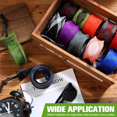 Woanger Lengthen Fishing Rod Sleeve Socks Covers Braided Mesh Rod Protector Fishing Tools Accessories for Bait Casting Sea - size: 83 x 0.12"