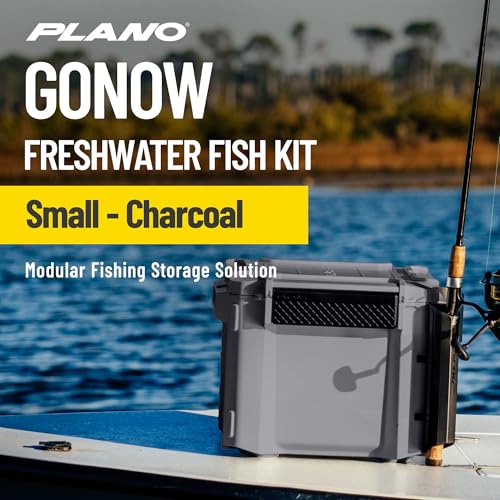 Plano GoNow Freshwater Fish Kit, Waterproof Field Box with Rod Holders, Cutting Board, 4 StowAway 3700 Boxes, Modular Storage Organizer, Charcoal - color: Charcoal, style: Fish Kit