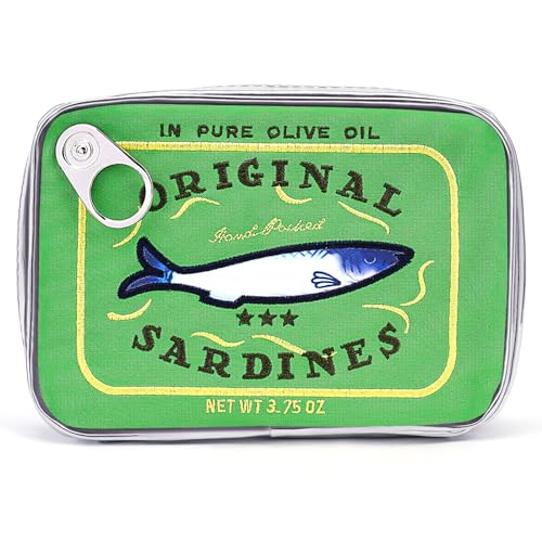 Cessfle Canned Sardines Makeup Bag, Funny Sardine Tin Fish Cosmetic Bag, Creative Cute Makeup Bag Kawaii Pencil Case Pouch, Coquette Make up Pouch for Women - color: Green