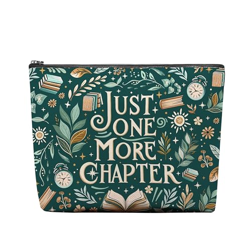 Book Lovers Gifts For Women, Reading Makeup Bag, Reading Cosmetic Bag For Book Lovers, Book Toiletry Pouch With Zipper, Birthday Christmas Gifts For Women, Green Travel Toiletry Bag - color: Chapter