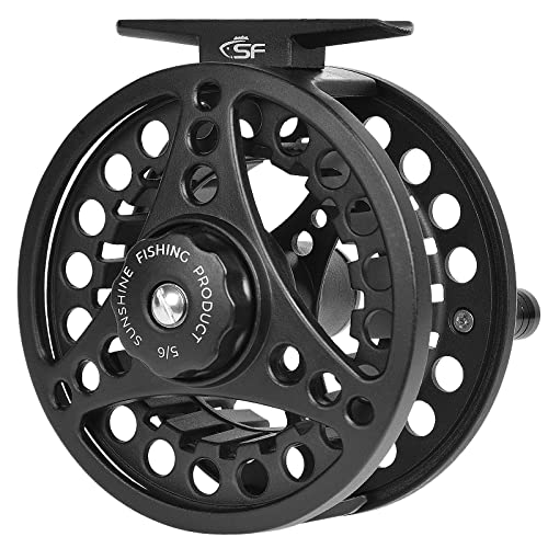 SF SF-001 Large Arbor Fly Fishing Reel with Aluminum Alloy Body 3/4wt 5/6wt 7/8wt Die Cast Pre-Loaded Fly Reel with Line Combo for Trout Bass Carp Pike Panfish - color: Matt black-Unloaded, size: 5/6wt