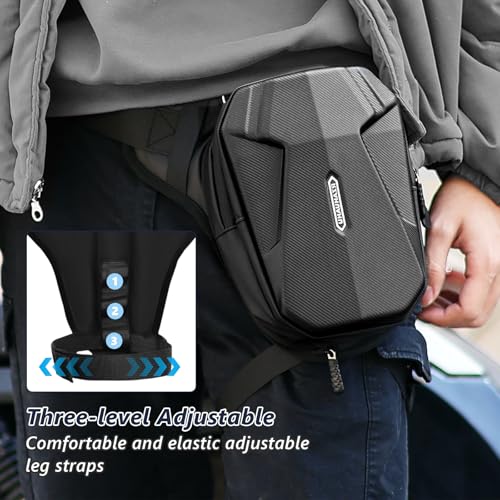 flintronic Motorcycle Leg Bag, Thigh Bag, Motorcycle Cycling Drop Leg Bag, with Headphone Jack, Waterproof Multi-Function Leg Fanny Pack for Men Women Cycling Running Traveling and Fishing - color: Black-B