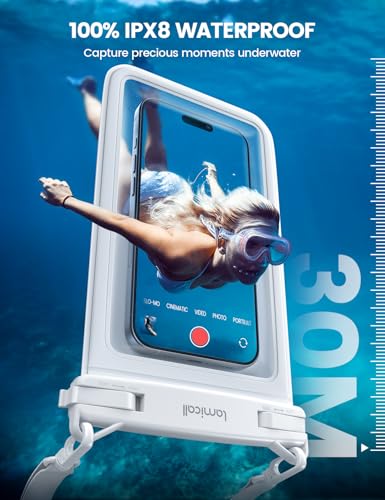 Lamicall Double Bag Waterproof Phone Pouch - IPX8 Waterproof Phone Case with Lanyard, Beach Vacation Cruise Ship Essentials for iPhone 16/14/13 Pro Max, Galaxy 25/24/23, 4-7.5" White - color: White