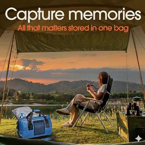 Earth Pak Waterproof Duffel Bag - Heavy Duty Motorcycle Dry Bag with Large Storage Space Perfect for Traveling, Camping, Kayaking, Fishing & Canoeing Bag 50L/70L/90L/120L Sizes - color: Blue, size: 90L