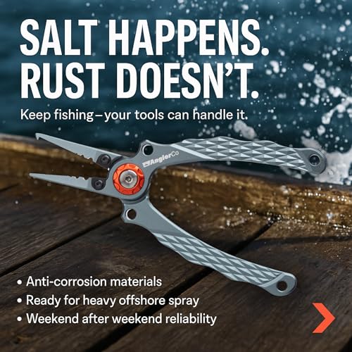 Core Series Fisherman’s Pliers – Professional Aluminum Fishing Pliers with Stainless Steel Line Cutters, Diamond-Textured Grip & Split Ring Tool for Saltwater or Freshwater