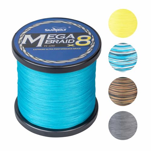 Braided Fishing Line, 8 Strands, Abrasion Resistant, No Stretch, Colored for Visibility, Saltwater/Freshwater - color: X8 Ocean Blue, size: 15LB (500 yards)