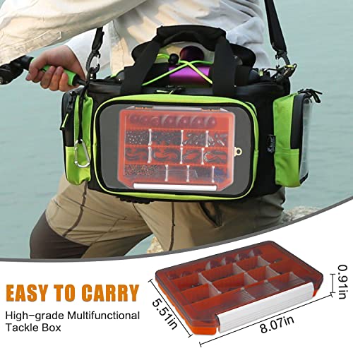 Fishing Accessories Kit - 258pc Tackle Box with Hooks, Bobbers, Weights & Swivels for Bass, Crappie & More