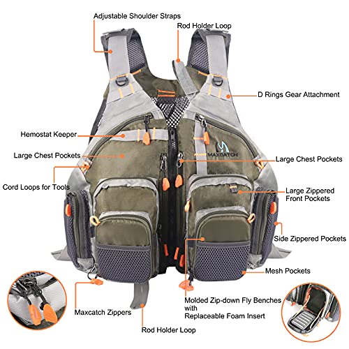 M MAXIMUMCATCH Maxcatch Fly Fishing Vest Pack for Men and Women Adjustable Outdoor Fishing (Vest/Sling Pack/Backpack) - style: Fly Fishing Mesh Vest