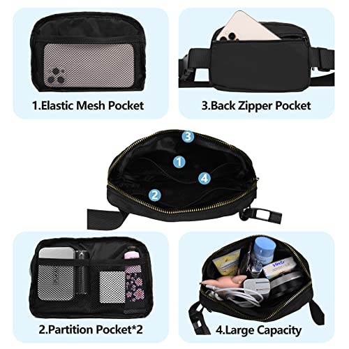 VOROLO Fanny Pack For Women And Men Crossbody Bag Belt Bag | Adjustable Strap Graduation Gifts Lightweight Travel Running - color: Black+Camo White