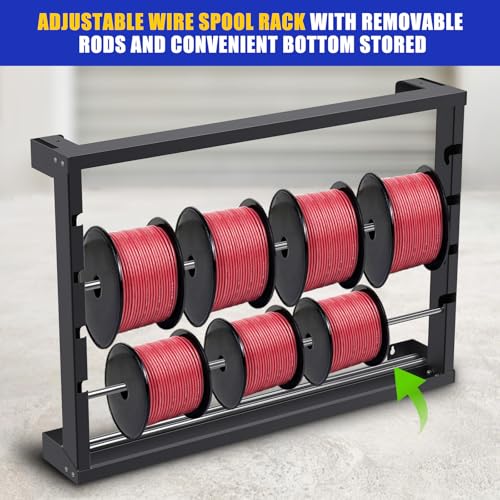 Kipika Portable Wire Spool Rack - Heavy-Duty Steel Cable Dispenser with 4 Adjustable Rods, Spool Rack Holder for Efficient Storage & Dispensing (B: Wall-mounted Wire Spool Holder (4 Rods)) - color: B: Wall-mounted Wire Spool Holder (4 Rods)