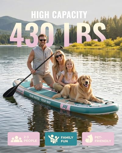 11ft Inflatable Stand Up Paddle Board, Wood Grain Ultra Lightweight SUP, 430lb Capacity for Adults Youth Family, for Fishing Surfing Camping, Includes Backpack & Pump - color: Pink Grained Grey Wood with Seat