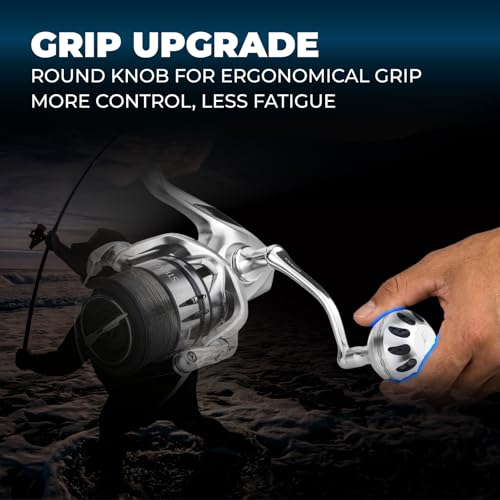 GOMEXUS Power Handle for Shimano Stradic FL FM Stella Vanford Vanquish Nasci Twinpower 1000-5000 Spinning Reel Replacement Crank - color: Silver Blue