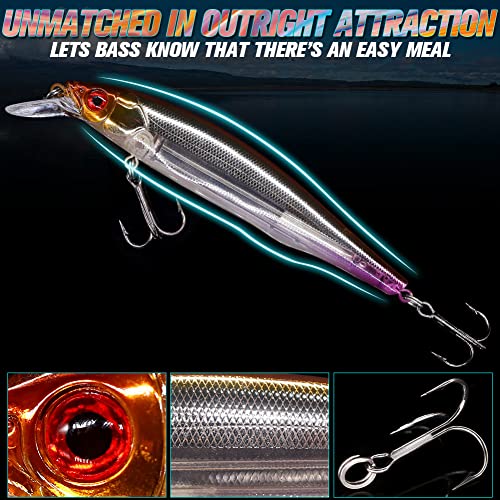 XFISHMAN Jerkbait Kit - Minnow Lure - Suspending - Bass, Smallmouth Bass, Walleye, Largemouth Bass - 1 Piece - color: Assorted, size: 85mm（3-1/3"in）