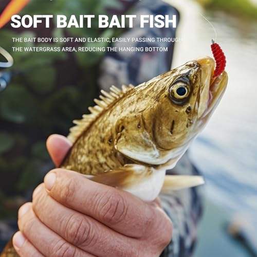100pcs Soft Silicone Fishing Lures with Hooks, Biomimetic Maggot & Earthworm Dual-Form Bait, Lifelike Artificial Worm Lure for Freshwater/Saltwater Bass Trout Fishing