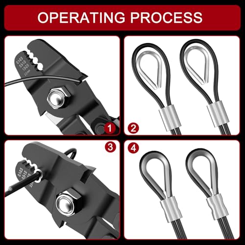 328ft Wire Rope Crimping Tool Kit, Fishing Crimping Tool With Black Vinyl Coated Wire Rope, 7x7 Strand Core(1.5mm), 200Pcs 1/16''Aluminum Crimp Loop Sleeves And 20Pcs Stainless Steel Thimble - color: Cable Crimper, 328ft Black Vinyl Coated Wire Rope, 200p
