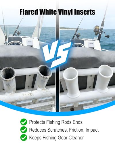 3pcs 1-5/8” Flared Vinyl Inserts for Fishing Rod Holder, 9 Inches Length for Boats Yachts Ships Kayaks Marines Caravans Campers, Strong and Heavy Duty Flared Fishing Rod Sleeves