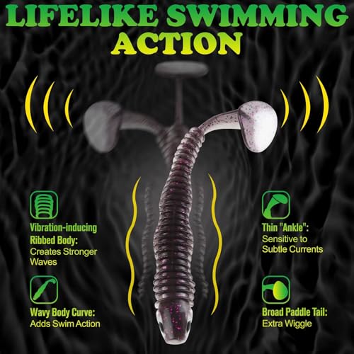 LUCKYFISHING Paddle Tail Swimbaits 10/16/20 PCS Fishing Lures Soft Plastic Lures for Trout Crappie Walleye Soft Baits for Bass Fishing Freshwater Saltwater 4.1/3.5/3/2.5 Inch - color: Purple Pearl, size: 3 inch-16pcs