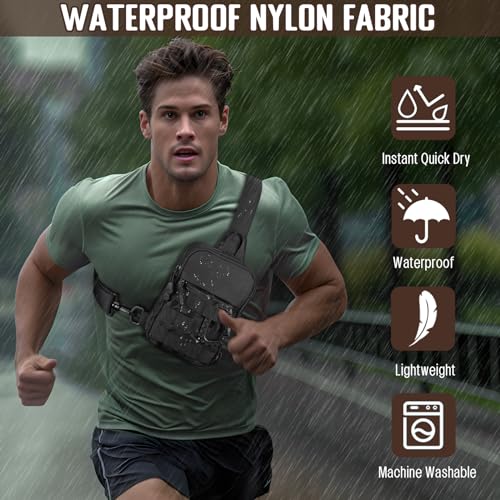 DEYACE Small Sling Bag for Men, Tactical Inspired Waterproof Utility EDC Mini Crossbody Chest Bag for Travel Work Sport - color: Black Camo