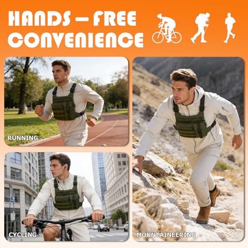KINGSLONG Running Vest, Chest Bag for Men, Chest Pack, Hiking - color: A-Green