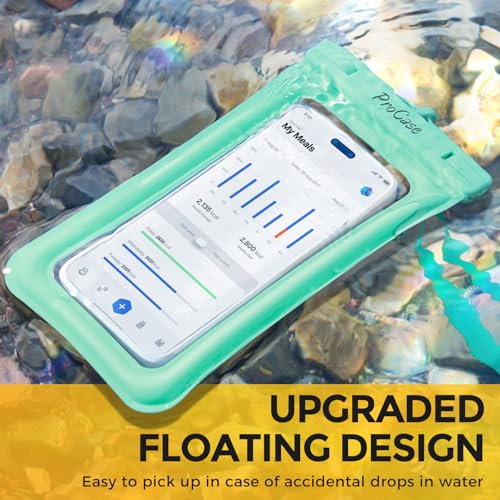 ProCase 2 Pack Floating Waterproof Phone Pouch IPX8, Universal Dry Bag Fits iPhone 17/16/15/14/13 Series, Galaxy S24/S23/S22, Pixel 8/7 (Up to 7”),Touchscreen,Underwater & Snow Protection-Bluegreen - color: Blue/Green