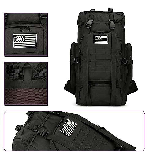 45L Hiking Backpack Waterproof Travel Backpack Lightweight Outdoor Daypack Camping Backpack for Men Women (Black) - color: Black