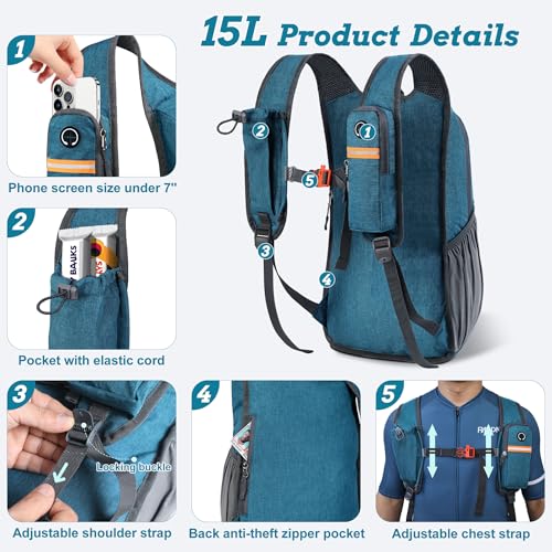 BECOJADDE 15L Small Hiking Backpack for Men Women Foldable Packable Back Pack Ultralight Hiking Daypack for Travel Camping Outdoor, Turquoise - color: Turquoise, size: 15L