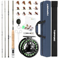 TOPFORT Fly Fishing Rod and Reel Combo, 4-Piece Fly Rod Kit with Complete Fly Fishing Gear: Fly Rod, Pre-Spooled Fly Fishing Reel, Fishing Flies, Leader, Forceps, Nipper and Carrying Case - color: 3/4# 2.43m 8FT Fly Fishing Rod and Reel Combo