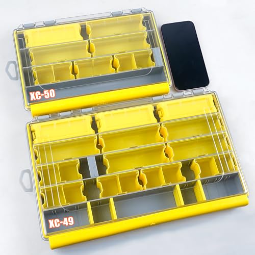 OROOTL Waterproof Fishing Tackle Box Organizer Versatile Storage Organizer Box with Adjustable Dividers Transparent Tackle Boxes Saltwater Freshwater Fly Fishing Accessories Gift for Men - style: XC-49 (14.17"x8.9"x1.89")-1pcs