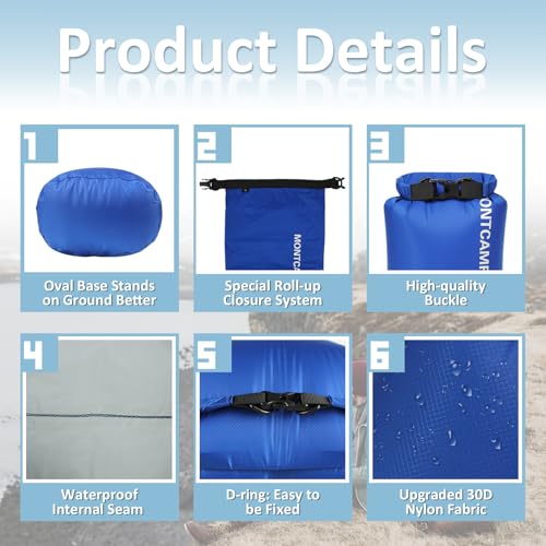 Waterproof Dry Bag 3L – 30D Nylon Roll Top Dry Sack with PU Coating, Lightweight Water-Resistant Storage for Kayaking, Camping, Hiking, Fishing & Beach (Turquoise Blue) - color: Turquoise blue, size: 3L