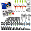 SANWEAL Fishing Weights Sinkers Kit, 88PCS Freshwater Fishing Tackle Starter Kit with Bullet Sinkers, Split Shot Weights, Pyramid Sinkers, Jig Head Hooks & Swivels for Bass Trout Panfish - style: Pro Kit 88 Pcs/15 Types