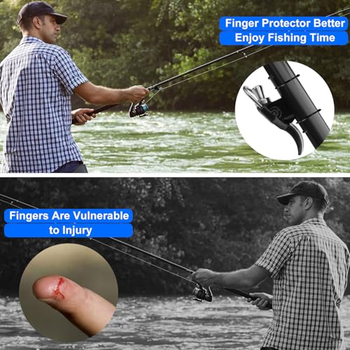TSV 4PCS Surf Fishing Rod Bait Launcher Cannon, Long Distance Casting Trigger for Fixed Spool Reels, Bionic Thumb Finger Protector for Beach Surf Anglers - color: Black+Silver