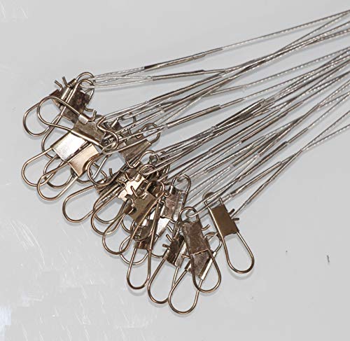 50pcs Fishing Wire Leaders Heavy Duty Nylon-Coated Fishing Line Wire Leaders with Swivels and Snaps 6inch Black/Green/Silver - color: 50pcs silver, size: 6 inch