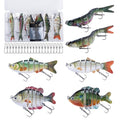 Goture Bass Fishing Lures, Lifelike Jointed Swimbait for Bass Trout Walleye Crappie Pike, Slow Sinking Segment Swimming Bait Fishing Lures for Freshwater and Saltwater, Gifts for Men - color: E1:6pcs Bass Lures with 20pcs Snaps