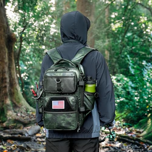Ghosthorn Fishing Backpack Waterproof Tackle Bag Sling Bag Gift - color: Tpu Green, size: Large