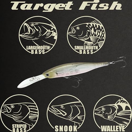 LUCKY CRAFT Lightning Staysee 90SP Freshwater Fishing Lures, Suspending Jerkbait with Long Bill, Fishing Gear for Bass, Smallmouth, Walleye, Pike, Tackle Box Accessories - color: 238 Ghost Minnow