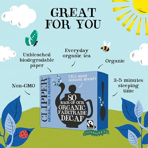 Clipper Organic Decaf Black Tea, Plant-Based, 80 Unbleached Tea Bags - size: 80 Count (Pack of 1)