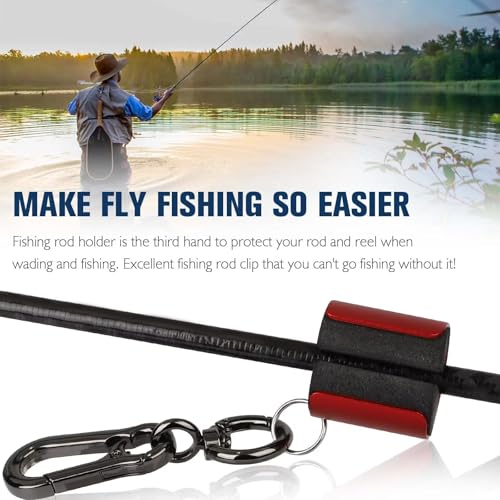 Dovesun Creek Rod Clips Wearable Fishing Rod Holder Clip Fly Fishing Pole Accessories 1PCS & 2PCS - color: Cylindrical-Red-2PCS