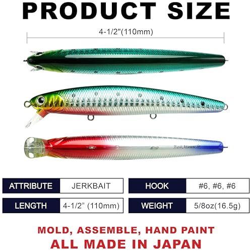 LUCKY CRAFT FlashMinnow 110, Super Glow Series, Saltwater Fishing Lures, Jerkbait Surf Fishing Accessories and Gear, 1-2 ft Slow Suspending Topwater Lure, Halibut and Bass Fishing Lures - color: 614 Pacific Sardine