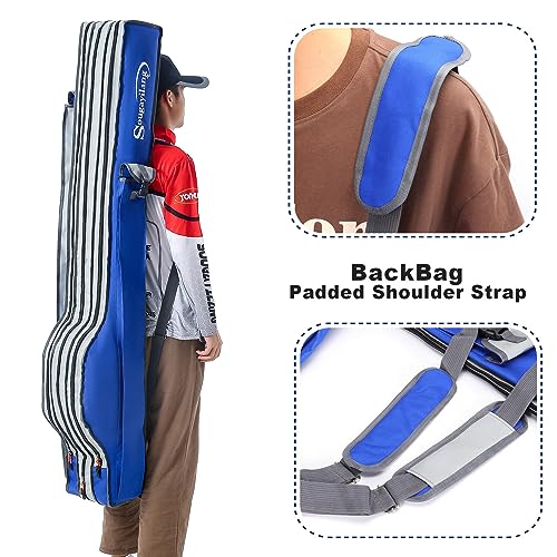 Sougayilang Fishing Rod Bag - 3 Layer Organizer, Pole Case, Storage Bag, Rod and Reel Carrier for Travel - 160cm/63in - color: Length: 160cm/63in
