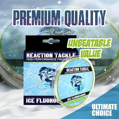 Reaction Tackle Ice Fishing Fluorocarbon Line - Fast Sinking, Abrasion Resistant, Low Visibility Leader and Main Line for Panfish, Trout, Walleye and Bass - size: 4 Lb (125 Yards)