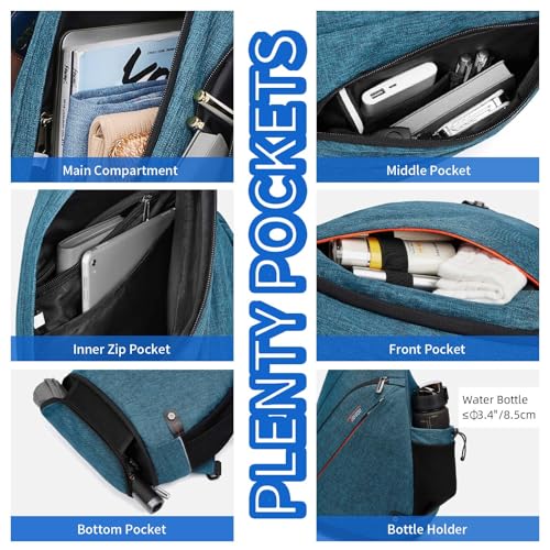 TUDEQU Large Sling Bag for Men,19L Crossbody Backpack with 8 Pocket,Gym,EDC | One Strap Backpack with Umbrella Pocket & Stability Strap,Sling Backpack,One Shoulder Backpack for Hiking,Travel,Cycling - color: Blue Black