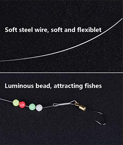 Dyxssm Fishing Hooks with Leader Rigging, Fishing Hook Line Stainless Steel Fishing Rigs Wire and Rig Hooks - size: 4#, style: Style-a: 2 Hooks Rig