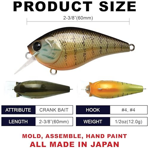 LUCKY CRAFT LC 1.5 Silent Squarebill Crankbait Fishing Lure, 2-3/8", Bass Fishing Lures for Freshwater, Hard Crankbait with Treble Fishing Hooks, Fishing Accessories - color: 427 Gold Pumpkin Seed