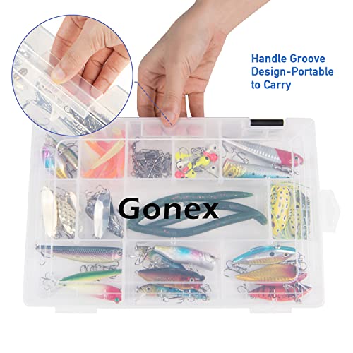 Gonex Fishing Tackle Boxes, 3600 3700 Tackle Trays with Adjustable Dividers, Clear Plastic Tackle Box Organizer Storage for Fishing Lure Bait Hook Jewelry Craft Beads Earring Container, 3 or 4 Packs - color: 3pcs 3600(Tray Size:10.8"x7.09"x1.65")