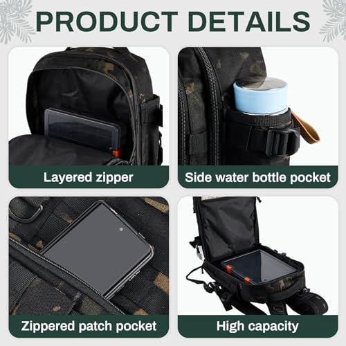 Fishing Tackle Backpack with Rod Holders and 4 Tackle Boxes Large Storage Fishing Bags Water Resistant Tackle Bag for Camping Hiking Travel Gear and Equipment(Camouflage,Shoulder Bag) - color: Camouflage