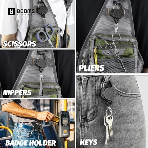 Booms Fishing Zinger Retractor 3pack: Fly Fishing Retractor with 27.5" Retractable Lanyard - 4oz Retractable Keychain for Key Nippers Scissors Forceps, Fly Fishing Accessories, XW80 - color: Black