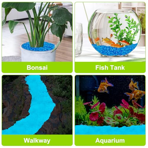 500pc Blue Glow Stones Glow in The Dark Pebbles Blue Fish Tank Rocks Luminous Stones for Walkway Pathway Backyard Glow in The Dark Rocks Outdoor Glowing Rocks for Garden Aquarium Lawn,Blue - size: 500, style: Blue