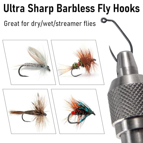 Dr.Fish 50 Pack Fly Tying Hooks, 60 Degree Jig Hook Barbless Nyphm Fly Fishing Curved Shank High Carbon Steel Dry Shrimp Caddis Pupa Emergers - size: #10-50 Pack